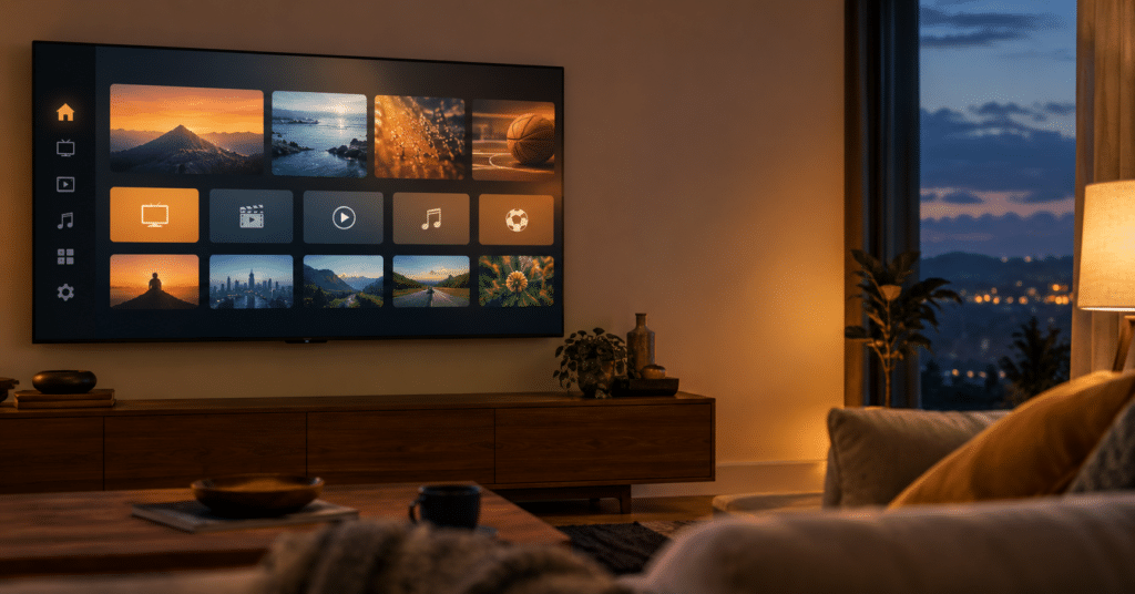 Illustration for a guide explaining what an IPTV service is and how internet television works.