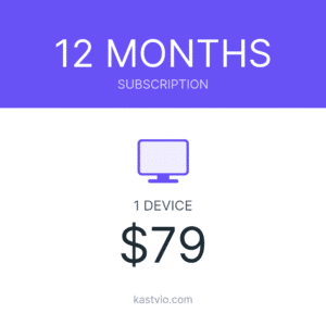 Kastvio IPTV subscription card for 1 device over 12 months, priced $79.
