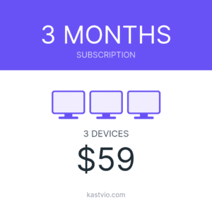 Kastvio IPTV subscription card for 3 devices over 3 months, priced $59.