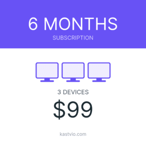Kastvio IPTV subscription card for 3 devices over 6 months, priced $99.